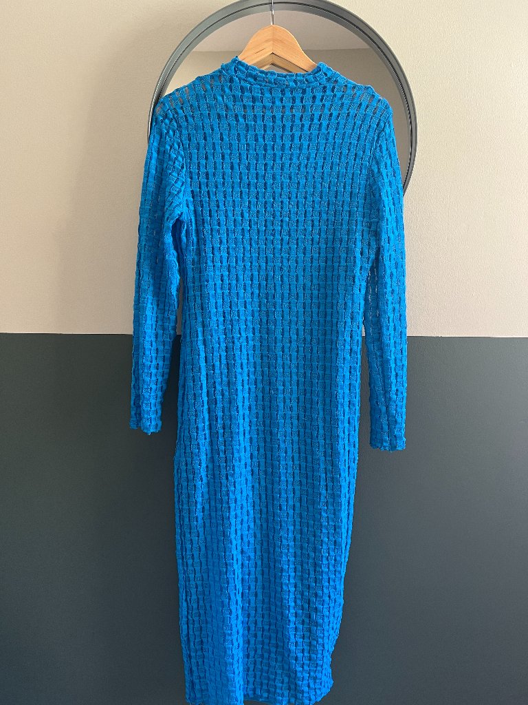 Textured Openwork Midi Dress L Topshop